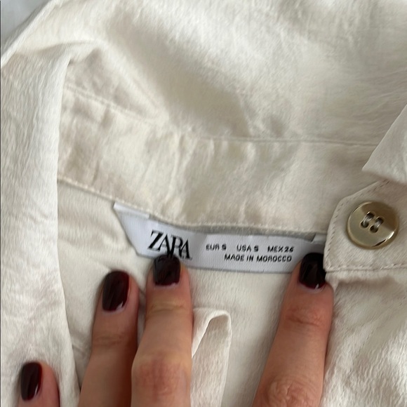 Zara Cream Long Button-Up Blouse - Picture 3 of 7